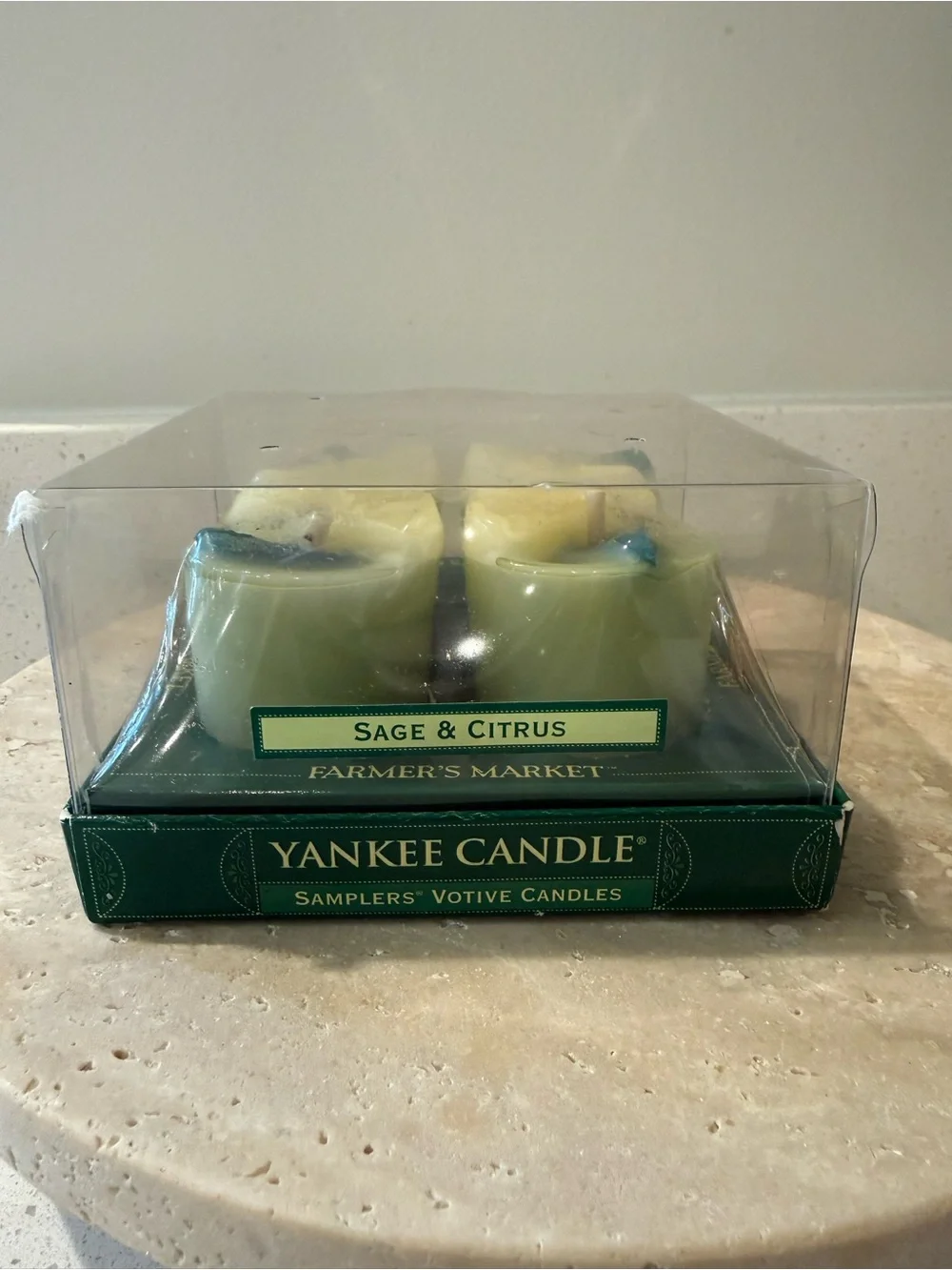 Yankee Candle Green and Cream Votive Candle Set